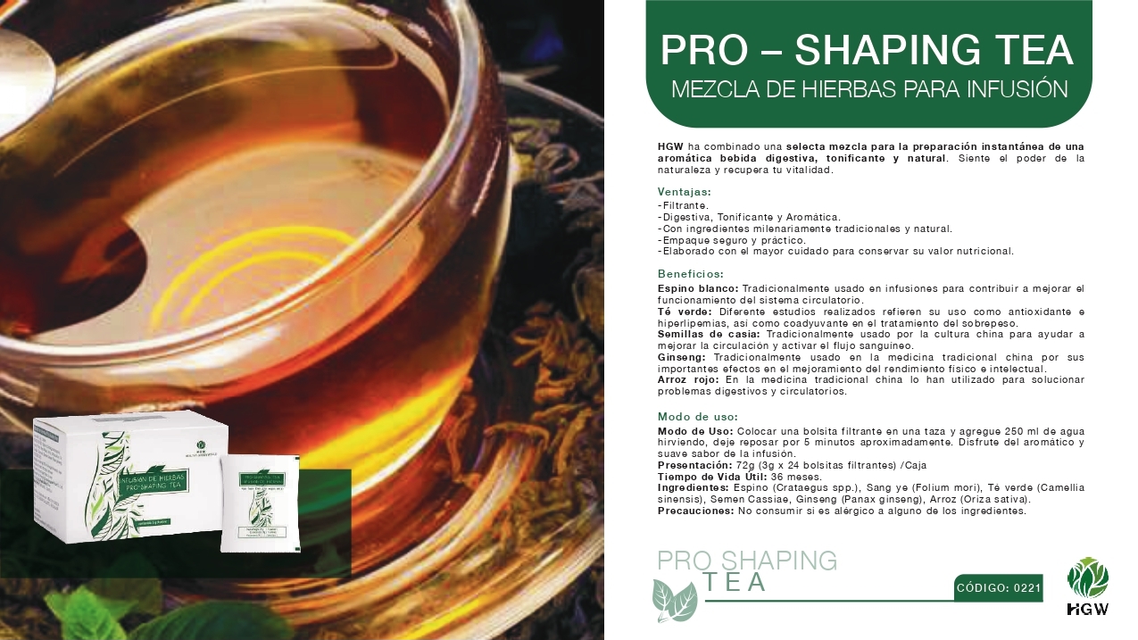 PRO SHAPING TEA HGW MUNDIAL MEXICO COLOMBIA