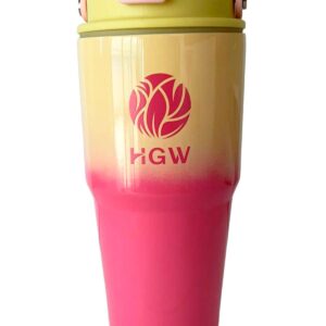 Vaso Térmico Amarillo Rosa HGW | Conserva Frío y Calor con Estilo
